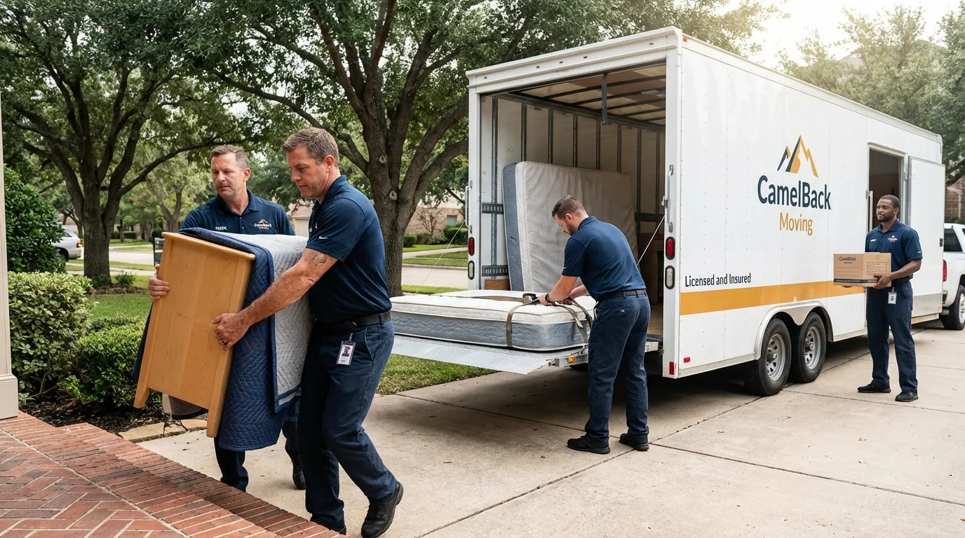 Crew loading residential truck for cross-state move from Three Oaks, MI