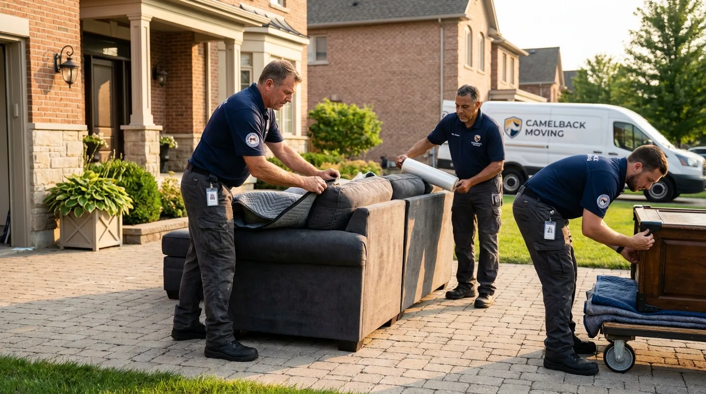 Large estate moving crew wrapping furniture in Three Oaks, MI
